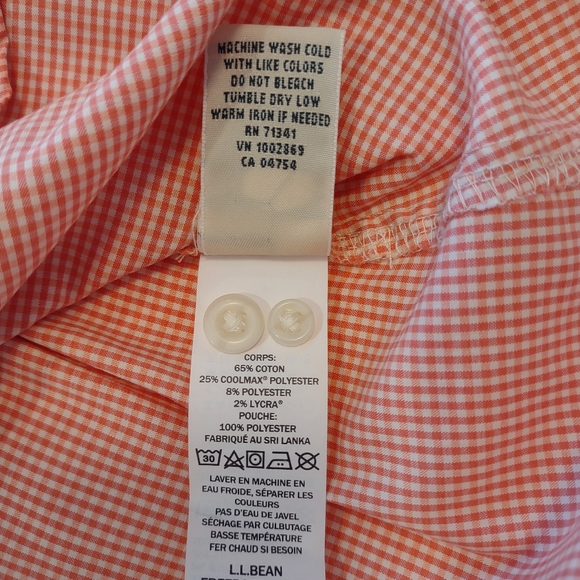 L.L. Bean Lakeside Performance Check Button Down Shirt - XS, Reef Coral, NWT - Picture 8 of 16